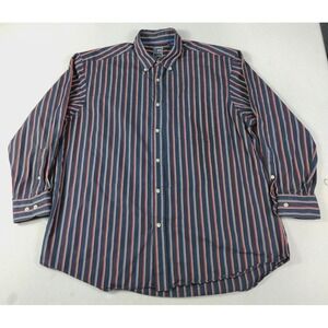 T. Harris London Shirt Men 2XL Blue Stripe Long Sleeve Button Down Cotton Casual